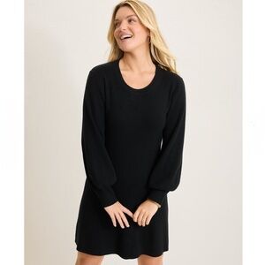 Tommy Bahama size XL Pickford balloon sleeve sweater dress black cotton short